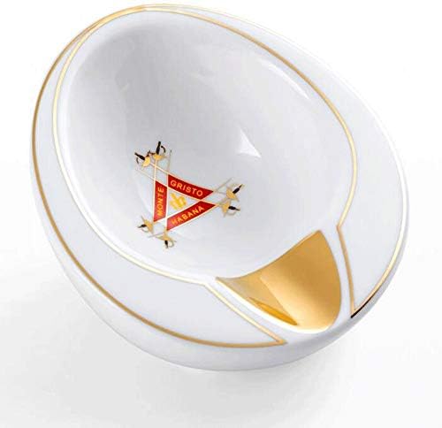 Yuanflq Ashtray para ervas daninhas europeias de cigarros portáteis de colaboração de cigarros portáteis para uso ao ar livre interno, bandeja de cinzas fumando de borda dourada pintada à mão com caixa de presente, design de slot único, 4.72