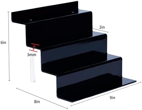 NEETBU 2 Pacote Black Bend Display Stands 4 Tier Display Risers para figuras, perfume, prateleira de exibição de esmalte para decoração