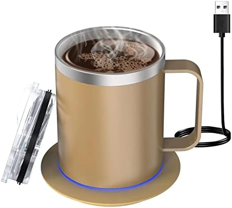 Aquecedor de café com caneca, 131 ℉ caneca de aquecimento próprio, caneca de café aquecida para mesa, presentes de apreciação, presentes de café