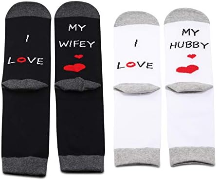 MBMSO Hubby e Wifey Gifts I Love My Wifey Hubby Socks Groom noivo Presentes