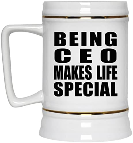 Designsify Ser CEO torna a vida especial, caneca de 22oz de cerveja com tanque de cerâmica com alça para freezer, presentes para