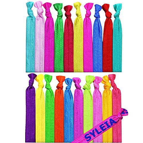 Syleia 20 laços de cabelo - cores de lojas de doces - além de uma gravata de cabelo bônus - portadores de rabo de cavalo elástico