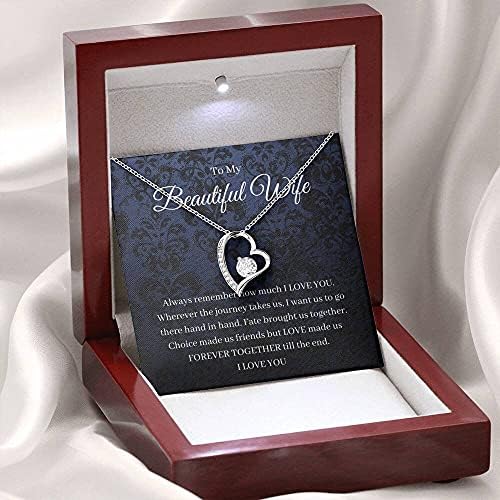 Jóias de cartão de mensagem, colar artesanal- Coração de presente personalizado, para minha esposa presente, colar para esposa, esposa