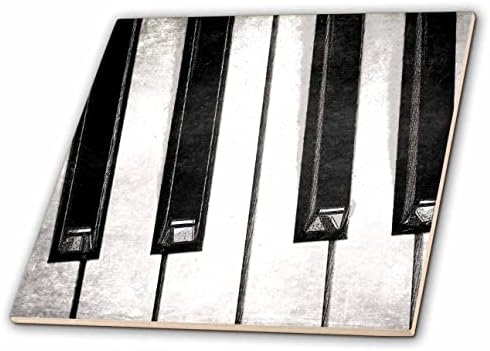 3drose estilizada digitalmente fotografia de teclas de piano preto e branco. - Azulejos