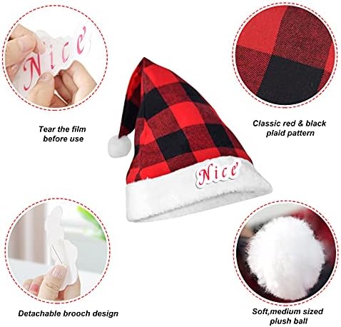 Doub 2 peças, travessura e lindos chapéus de Natal definidos para o chapéu de Papai Noel para adultos unissex santa