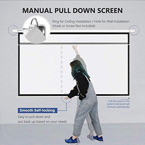 N/A 60-84 polegadas 16: 9 Manual Pull Down Screen Projector Auto-travamento Matte Fabric Fiber Glass Screen para home theater