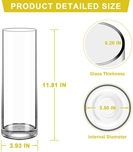 Vaso de cilindro de vidro transparente, peças centrais do vaso de flores de vidro, vaso de holder holder holding home decoração,