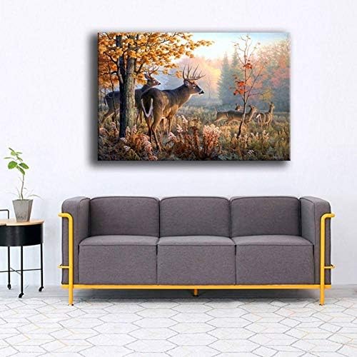 WPFZH LANVAS PINTURA DE PINTURA DE ARTIMAIS POSTER DE PARTE DE PAREDA DE VELA POSTER FLORESTA FORESTAIL WHITETAIL PAISAPAGEM DE