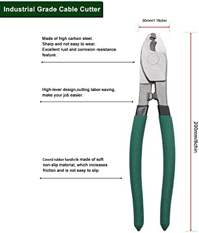 Weideer, 8 polegadas, cortadores de cabo de stripper de alta alavancagem de cabo pesado de corte de cabos de metal ferramentas de corte de fio de metal para cobre Comunicações de alumínio Cabo K-054-8 /200mm