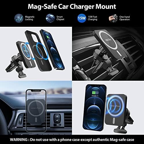 FutureCharger MagSafe Mount Charger, montagem magnética do carregador de carros sem fio, carregador de carro MagSafe, suporte de telefone