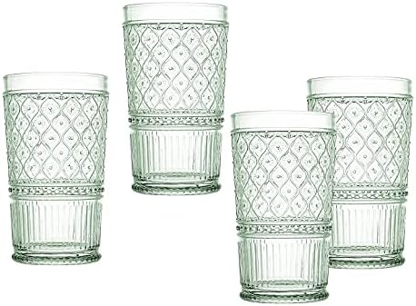 Godinger Highball bebendo copos, xícaras de vidro altas, decoração vintage, copos de água, copos de coquetéis - coleção de