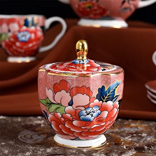 Yfqhdd 15pcs estilo europeu BONE China Coffee Conjunto de chá de porcelana dourada Conjunto de chá da tarde Tome TEAPOT ADOMEGEM LEITE JUG Coffeeware