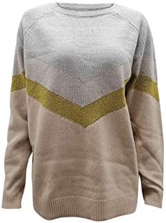 Camis cutâneos de suéteres femininos de Ymosrh Autumn Winter Stitching Sweater de malhas de mangas compridas camisetas