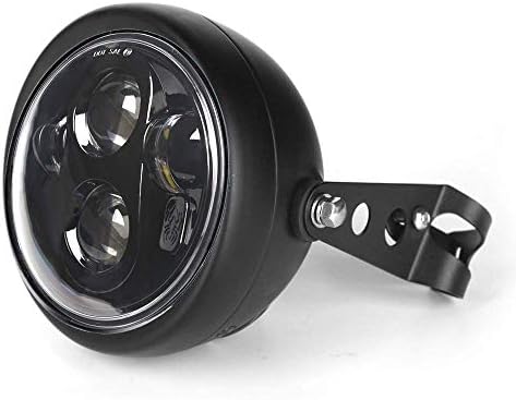 Facos de Hozan 5,75 polegadas Motocicleta LED preta Farol e alojamento do farol com braçadeiras de montagem
