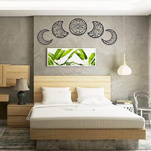 Decoração de parede para quarto, decoração de parede boho Arte da parede da lua para sala de estar, decoração de lua de parede de