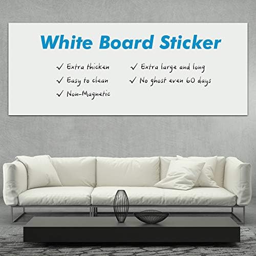 Papel de placa branca, adesivo de apagamento seco para parede, 18 x 156 papel de parede de quadro branco de apagamento seco de 18 x