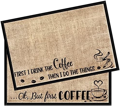 2 peças cafeter bar de tapete de toca de café engraçado citação de café decoração para cafeteira de café estação de