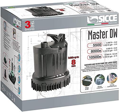 Sicce Master DW Pump 5500 - 1430 GPH - Bomba de filtro de água submersa, resistente à corrosão