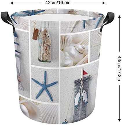 Foduoduo Roupa de lavanderia mar e ancoragem cesto de roupa com alças cesto de roupa de armazenamento de roupas sujas para quarto, banheiro, livro de roupas de brinquedo