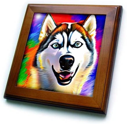 Retrato de cachorro husky siberiano 3drose. Presente de arte digital para a raça. - ladrilhos emoldurados