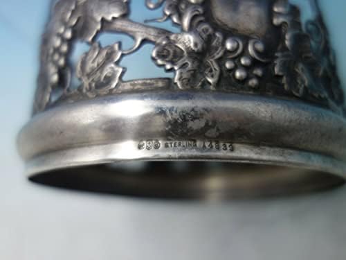 Coaster de champanhe de prata esterlina de Gorham marcada #A4839 Motif de uva C1890