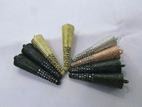 6pcs 30mm Micro Pave CZ Pirâmide Charme Rodium Rhodium Black Oxidized Finish, Charms Cylindrical Drop, Micro Pave