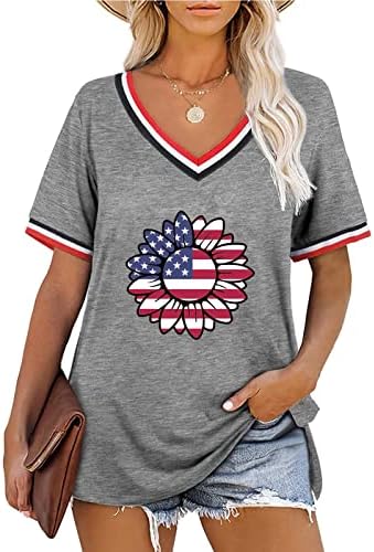 Blusa gráfica da bandeira americana feminina Blusa Independência do Dia