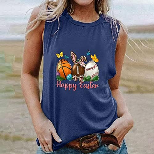 Tampo da Páscoa de verão para mulheres letra de amor casual tanque de impressão Top gnome gnome Graphic Tee Crew Neck Camisetas