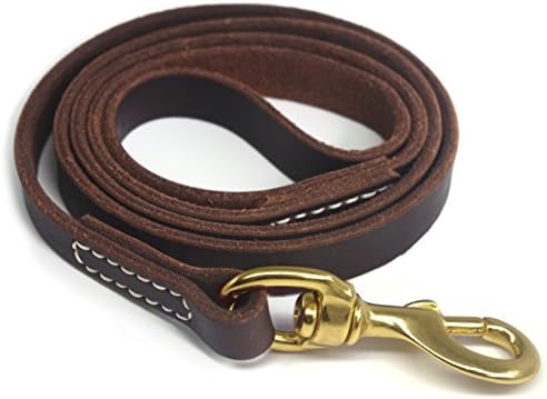 Yoogao Pet Genuine Leather Dog Training Leash. Largura de 4/6 pés de comprimento de 3/5 de polegada para cães médios e grandes.