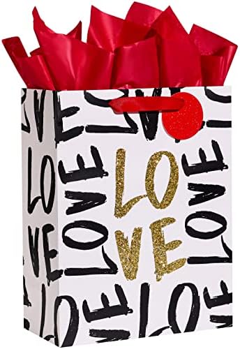 Suncolor 13 Bolsa de presente grande com papel de seda para dia dos namorados/aniversário/Dia das Mães/Dia dos Pais e muito mais