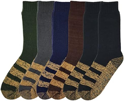 Diferentes pares de 6 pares embalam meias térmicas para homens e mulheres, meias de bota não esquiadores de inverno aquecidas, isoladas para frio