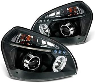 Faróis do projetor de ajuste de especificações Black Compatível com 2005-2009 Hyundai Tucson All Modles esquerda + parlama de faróis