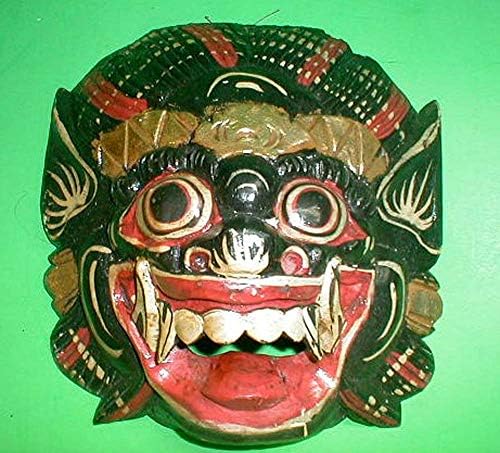 Emerald City importa Bali hindu raksaksa máscara gúmola demônio à mão esculpida pequena 8,5x8 polegadas marrom vermelho preto ou
