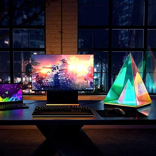 Xianfei Pirâmide Estéreo Lâmpada de mesa, cor criativa RGB LED LUZ