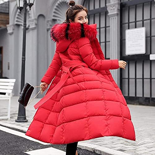 Casaco de inverno de algodão feminino Namtyqx engrosse jaqueta longa de cor sólida quente com capuz