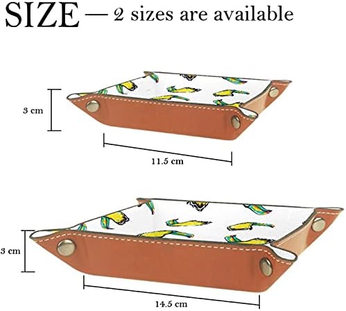 Bird Toucano Padrão de manobrista de bandeja de manobra de couro de cabeceira Placa de armazenamento de mesa de mesa Catchall Para