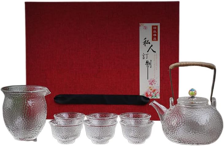 Casa de chá de vidro de martelo de estilo japonês Um pote de uma panela de seis xícaras de chá de kung fu para 6