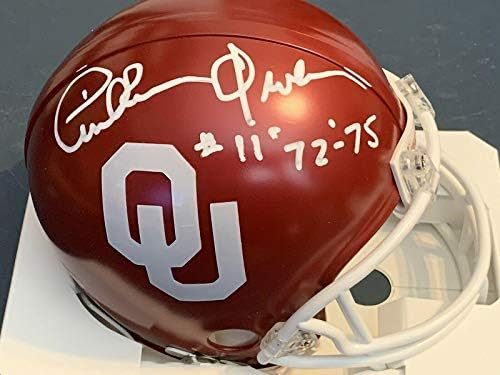 Tinker Owens Oklahoma Sooners 72-75 Mini capacete assinado - Mini Capacetes NFL autografados