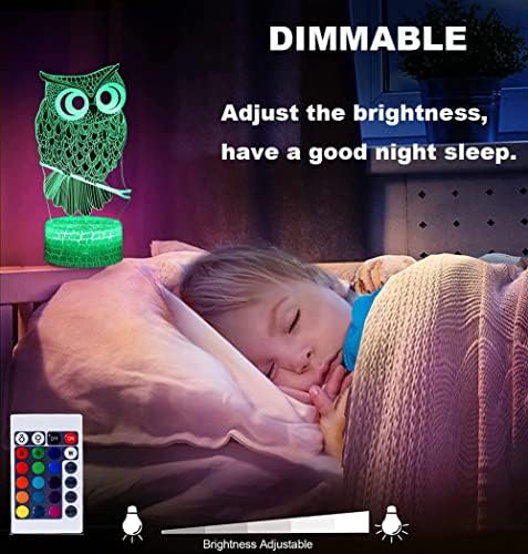 Luz noturna de coruja kakkoii, lâmpada de ilusão em 3D para crianças, lâmpada de visualização criativa, modos de controle