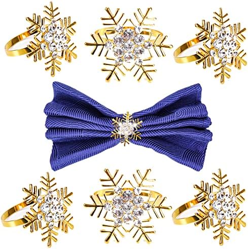 QYHSMGS NACKING GOLD RINGS Holida Holiday Snowflake Pearl Bling Anéis