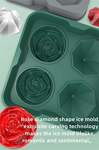 Kuangmeix Home Kitchen grande bandeja de cubos de gelo molde Rose Diamond Design exclusivo Bandeja de armazenamento
