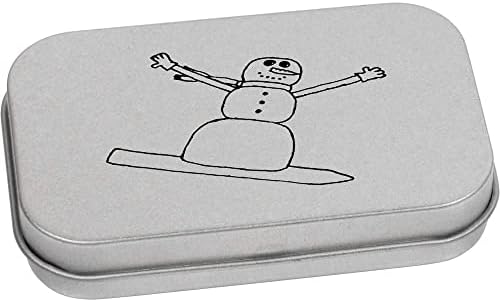 Azeeda 'Snowboarding Snowman' Metal Articled Stationery Tin/Storage Box