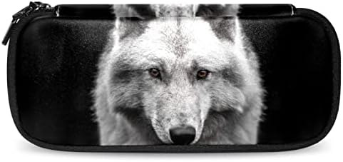 Lápis Cartoon Grey Wolf Big Capacity Pen marcador de caneta Bolsa Bolsa de maquiagem Bolsa de artigos de armazenamento grande