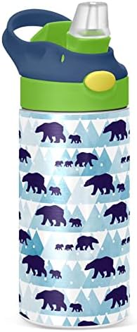 Garrafa de água para crianças de urso polar zauya com palha de palha de parede dupla isolada em aço inoxidável reutilizável para para meninos escolares meninas de criança H140439