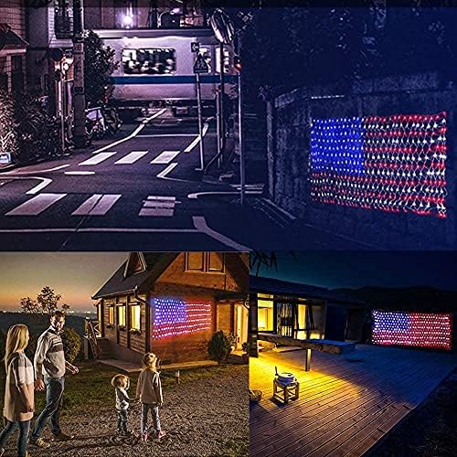 Funiao American Flag Lights, 420 LEDs LED USA FLAND LUZES, Luzes patrióticos à prova d'água ao ar livre Ornamentos pendurados para