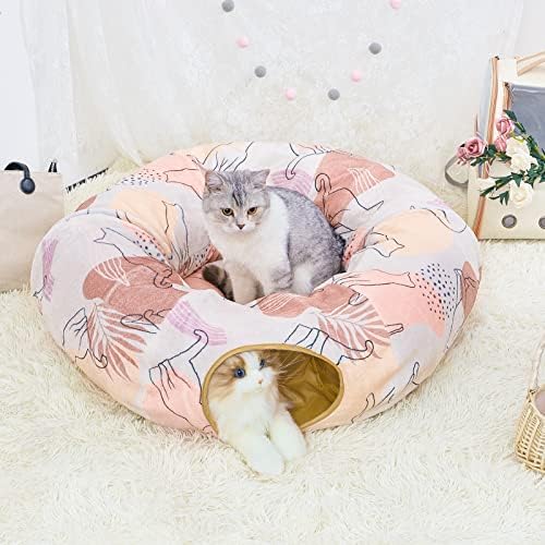 Cama de túnel de gato, túneis de gato brinquedos de gato para gatos internos Tubos de gato em forma S e caverna de donut