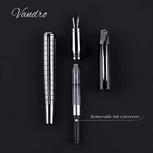Vandro completo conjunto de canetas de luxo - aderência confortável com ponta fina lisa - inclui garrafa de tinta preta,
