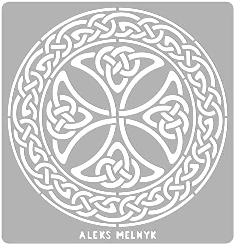 Aleks Melnyk #38.2 Metal Journal Stencil, nó celta, cruz, escandinavo, símbolo viking, estênceis irlandeses de aço inoxidável, ferramenta de modelo para queima de madeira, pirografia e gravura, criação, DIY