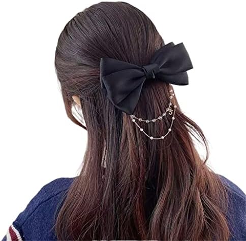 Pérolas de nogueira Chain Barrettes Hairpins para mulheres Rhinestone Spring Clipes Ribbon Farda de cabeceira da faixa