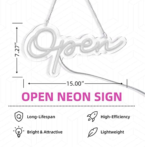 LED NEON Open Sign, Molcovex 15 x 7,3 Sinal aberto de negócios com brilho remoto e ajustável Luzes de neon abertas para restaurante bar lojas de salão de salão Decoração de parede de parede